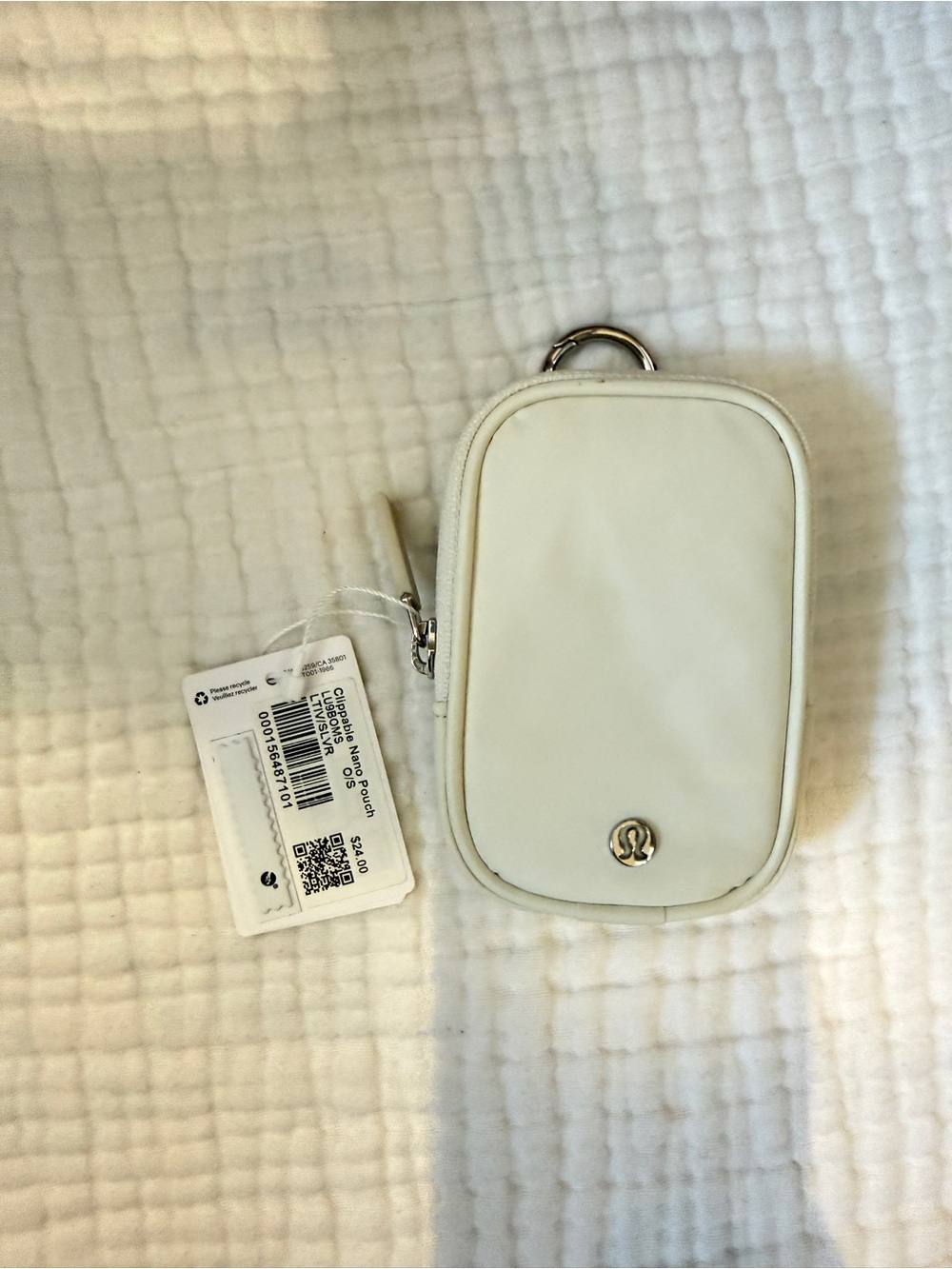 Lululemon Clippable Nano Pouch Ivory Silver NWT